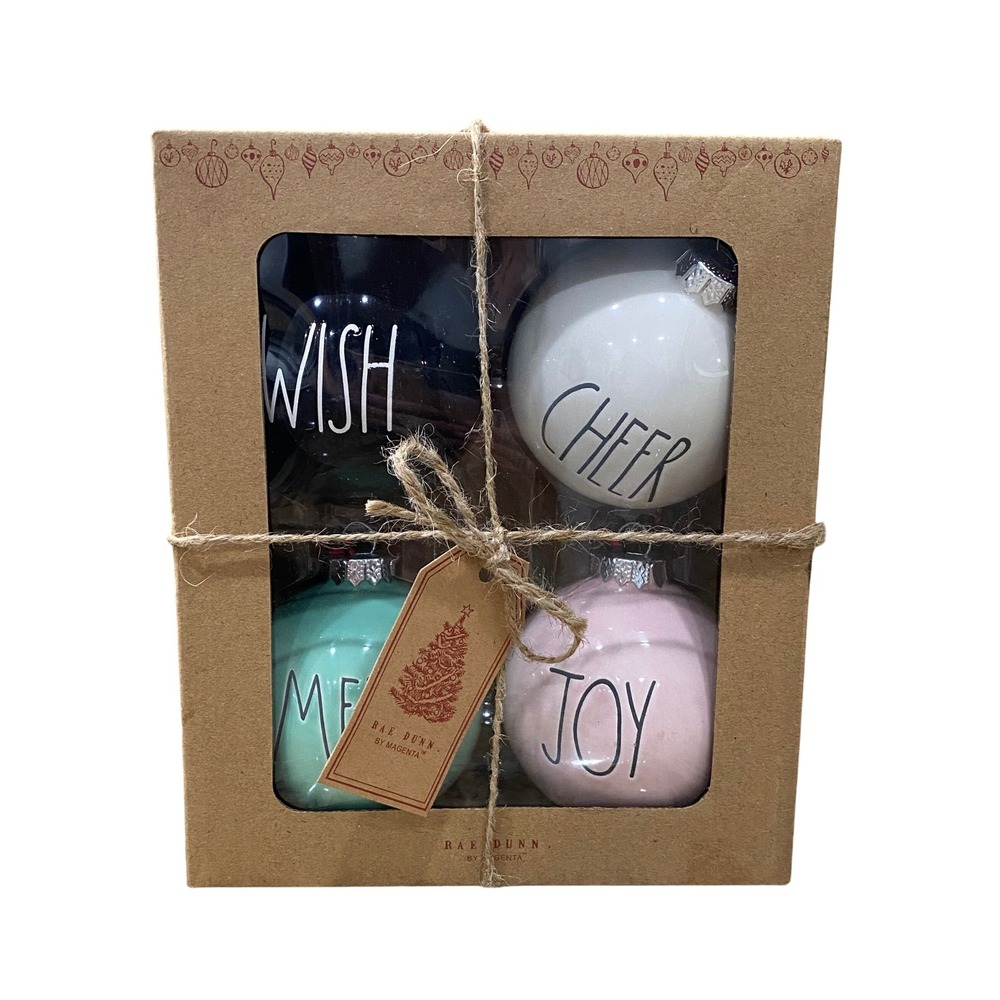 Rae Dunn Christmas Holiday Ceramic Balls‎ Ornaments New Cheer Wish Merry Joy